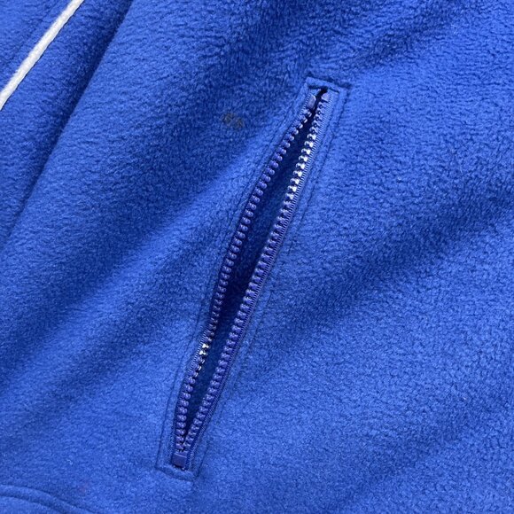 VTG NHL Edmonton Oilers Hockey Mens Sz L Polar Fleece Jacket Blue / Orange Read - Picture 7 of 16